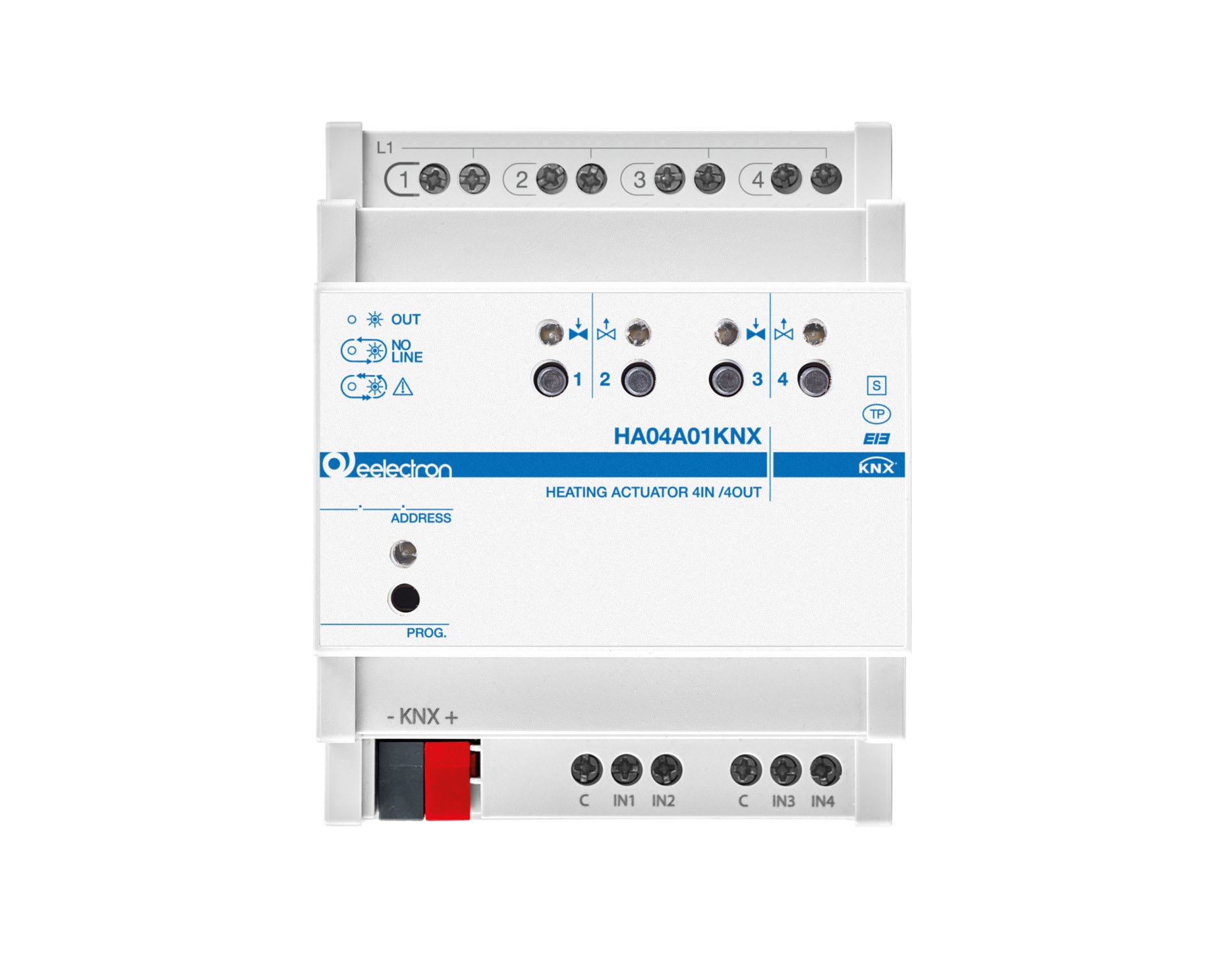 EELECTRON - MODULO PER VALVOLE ELETTROTERM. 4IN/4OUT HA04A01KNX