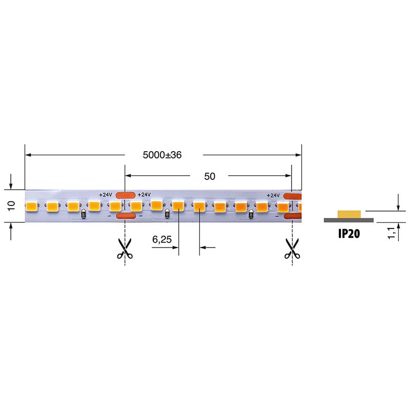 ELCART DISTRIBUTION - STRISCIA LED 19,2W/M BCC 24V IP20