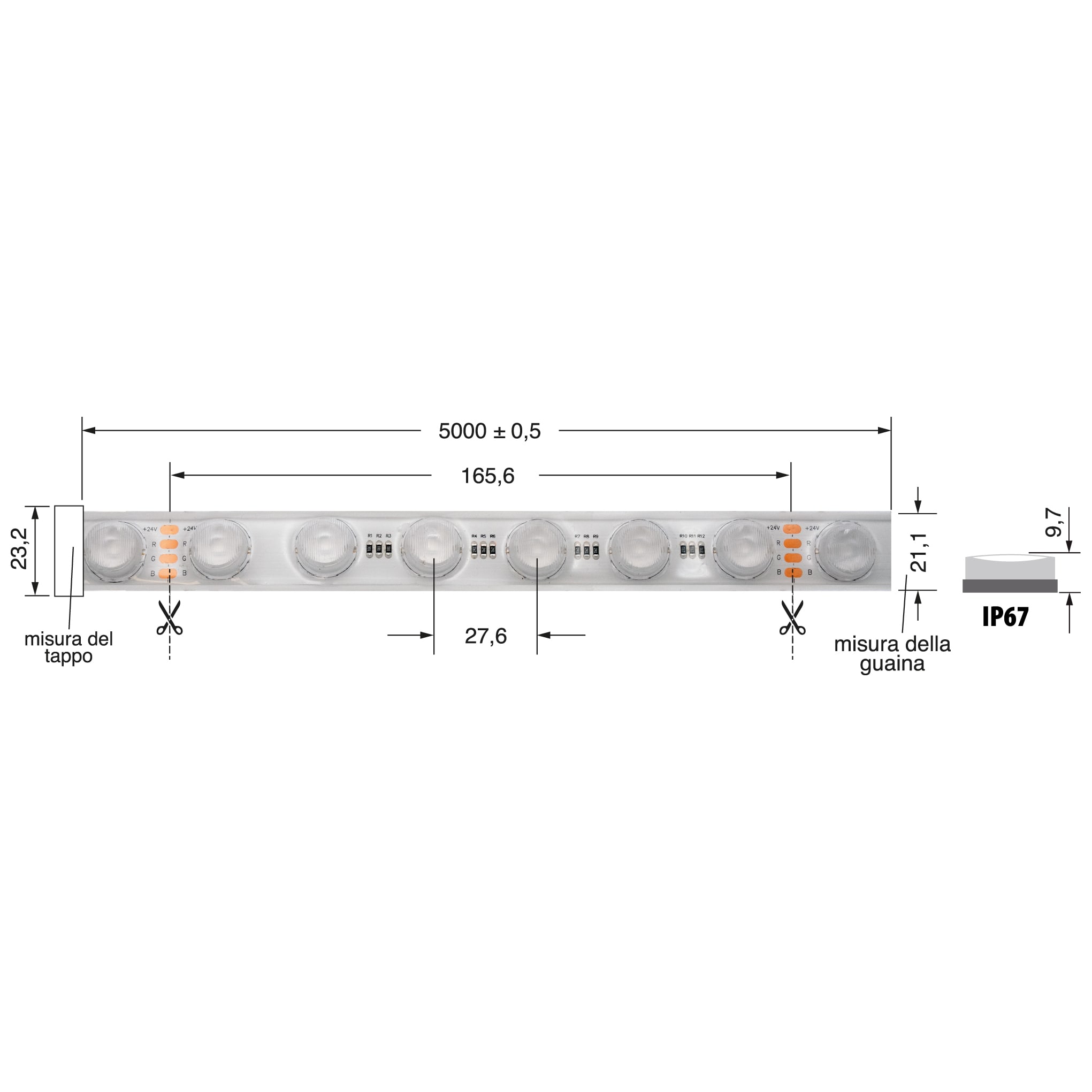 ELCART DISTRIBUTION - WALL WASHER 42W/M 24V RGB IP67