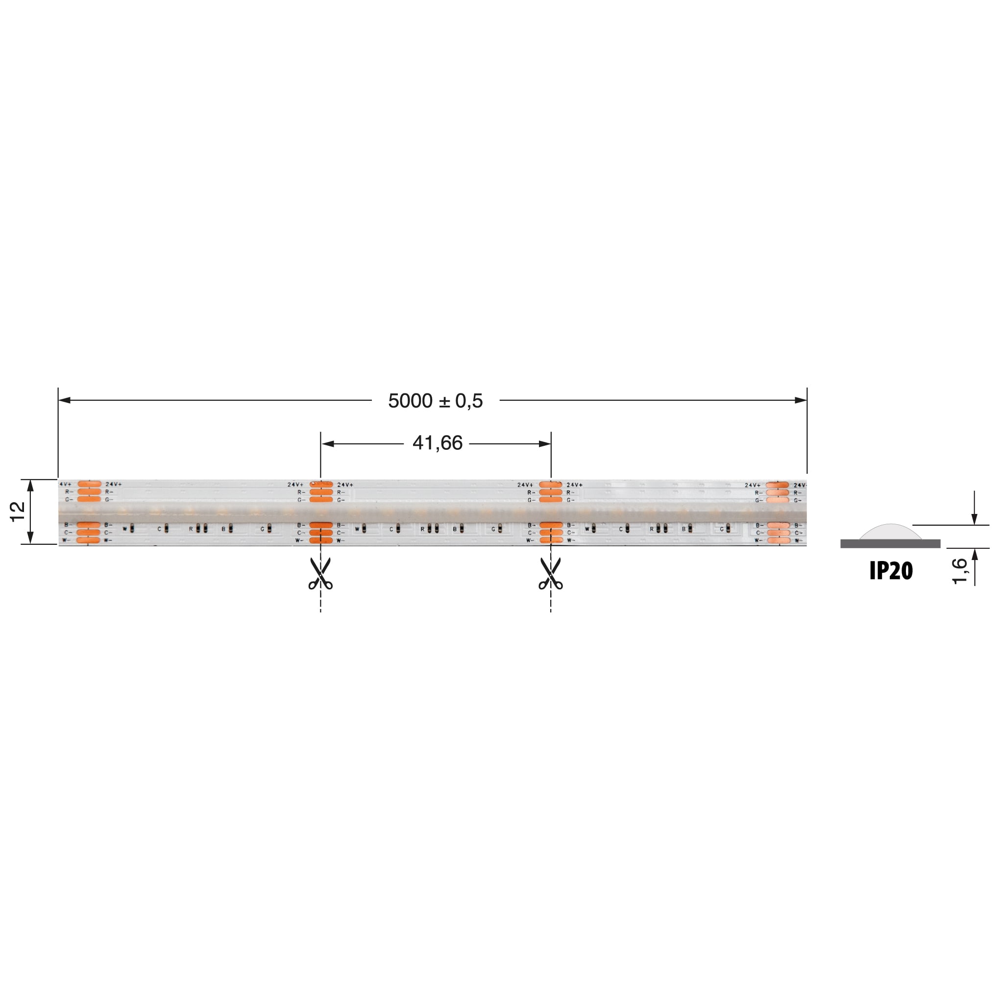ELCART DISTRIBUTION - STR.LED COB RGB+CCT 18WM 24V IP20