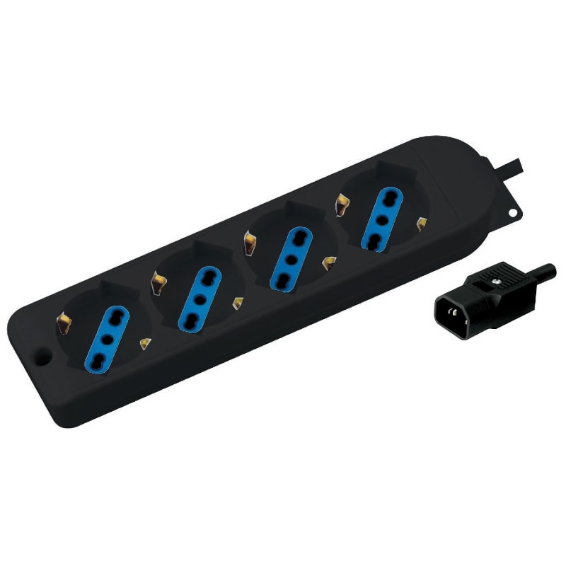 ELCART DISTRIBUTION - PRESA MUL.4 POSTI SPINA C14 NERO
