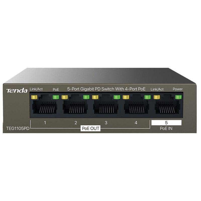 TENDA - SWITCH POE GIGA 4POE OUT+1POE IN TENDA
