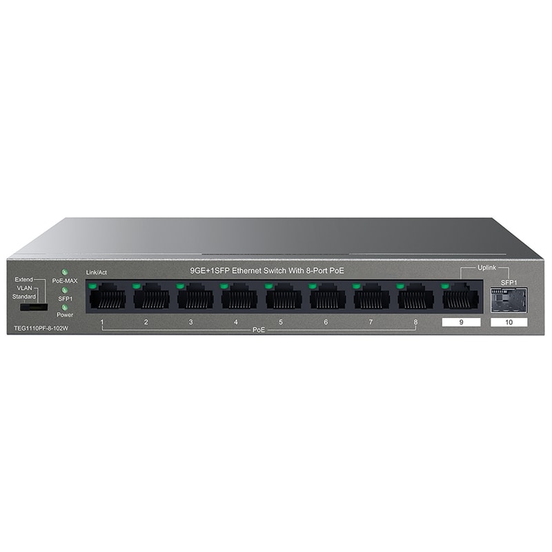 TENDA - SWITCH GIGA POE 8P + 1UPLINK+1SFP TENDA