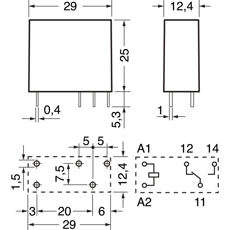ELCART DISTRIBUTION - RELE' MINIAT. 1 SC. 6 V CC 10 A