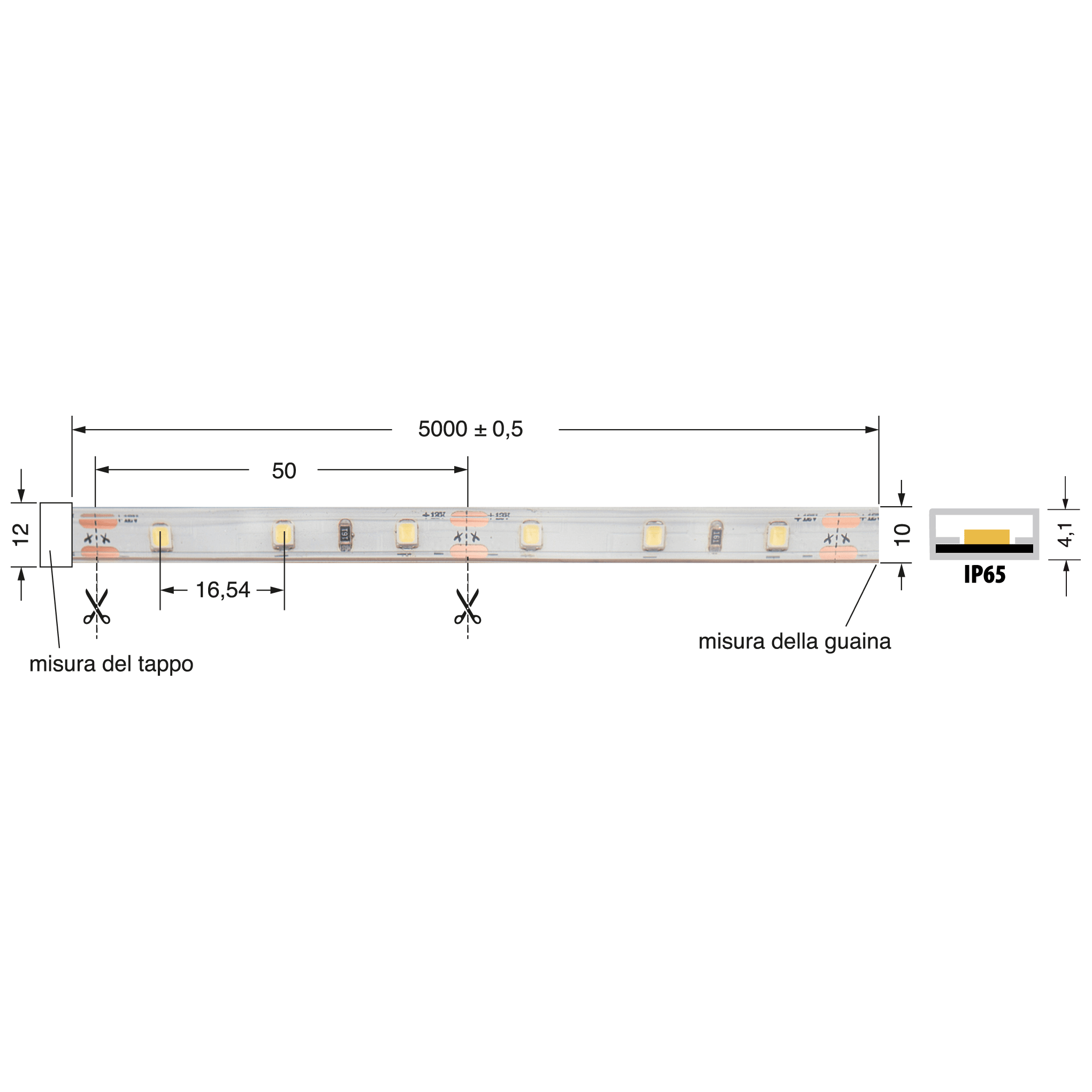 ELCART DISTRIBUTION - STRISCIA LED 5W/M BN 12V IP65