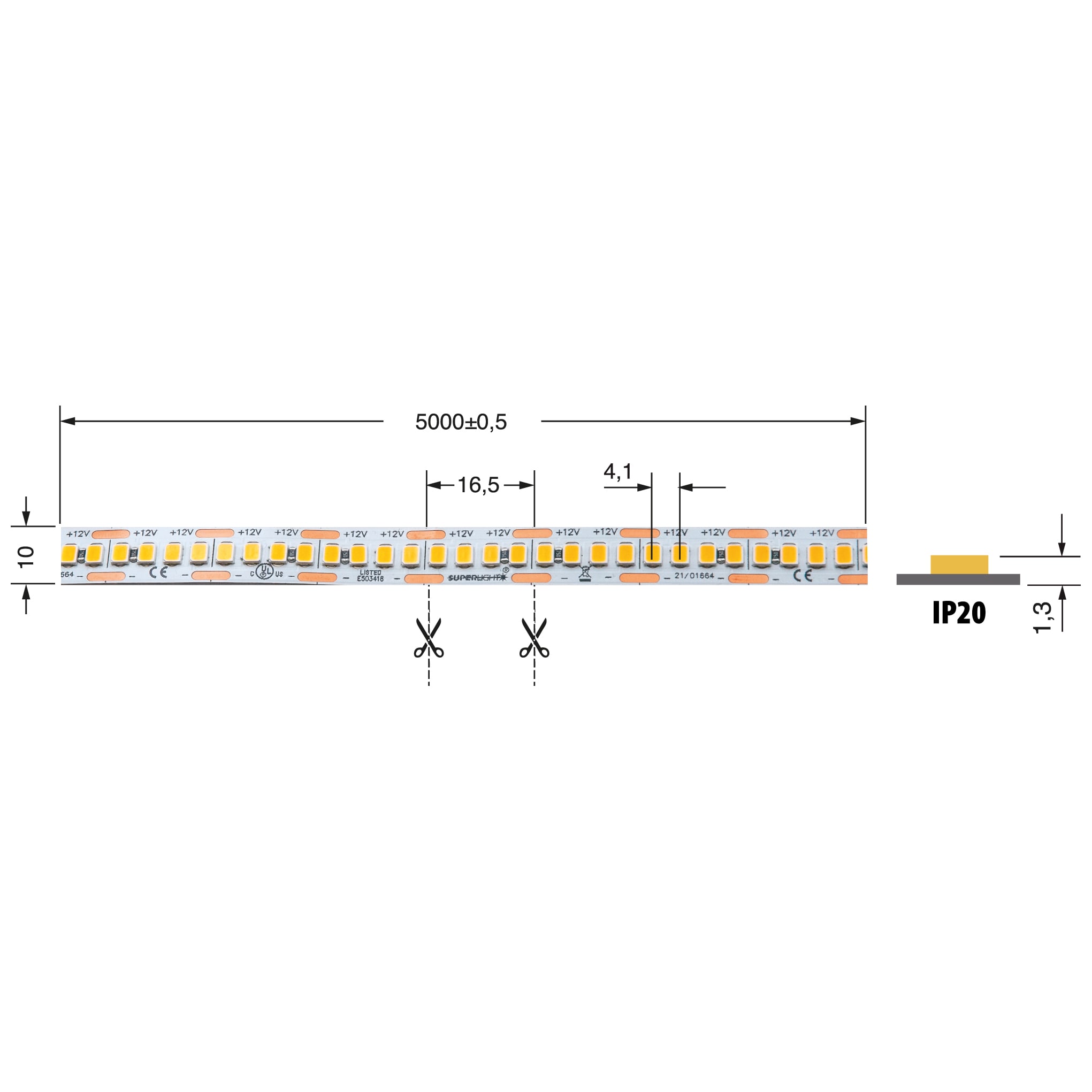 ELCART DISTRIBUTION - STRISCIA LED 13W/M BN 12V IP20
