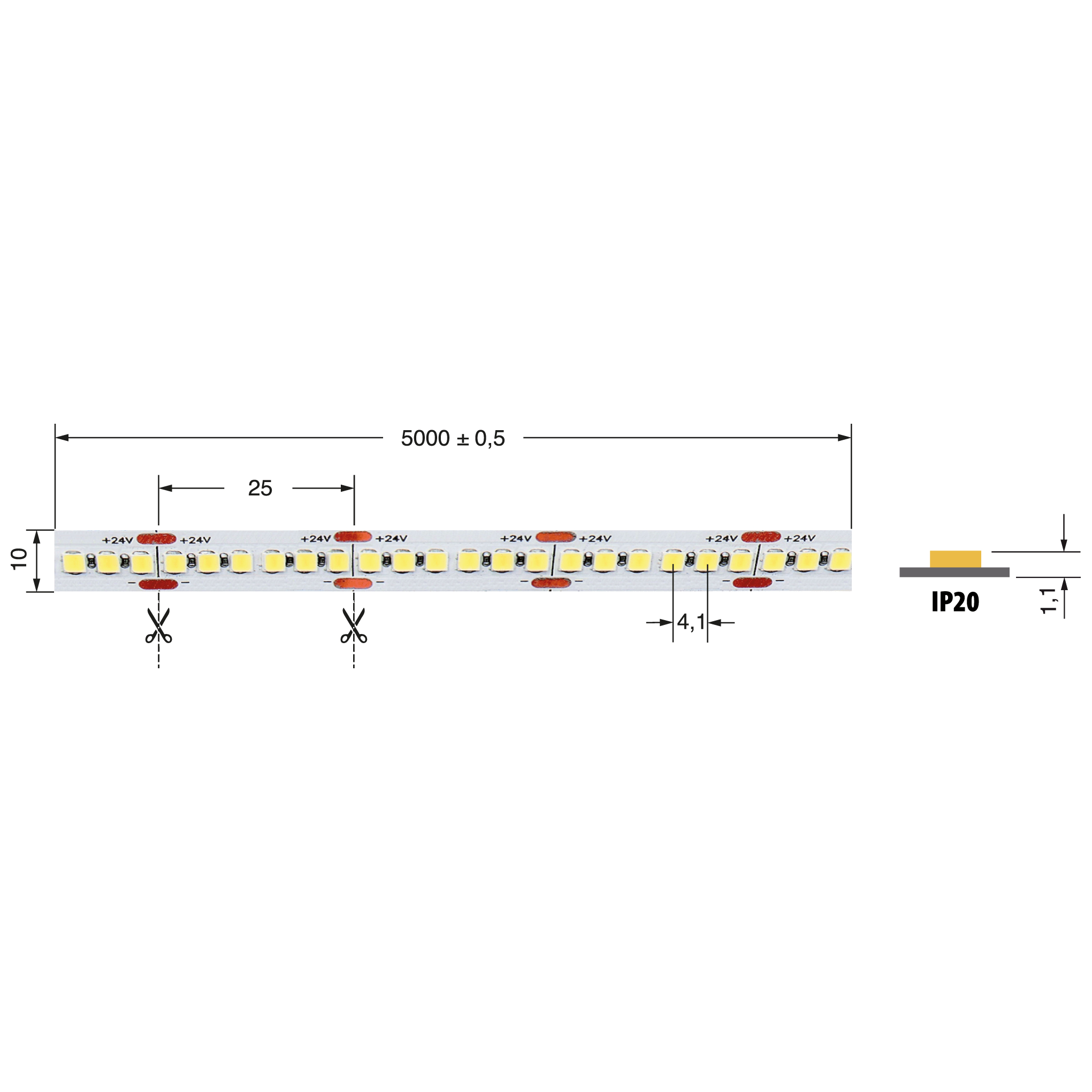 ELCART DISTRIBUTION - LEDSTRIP 20W/MT 24V BCALDO  IP20