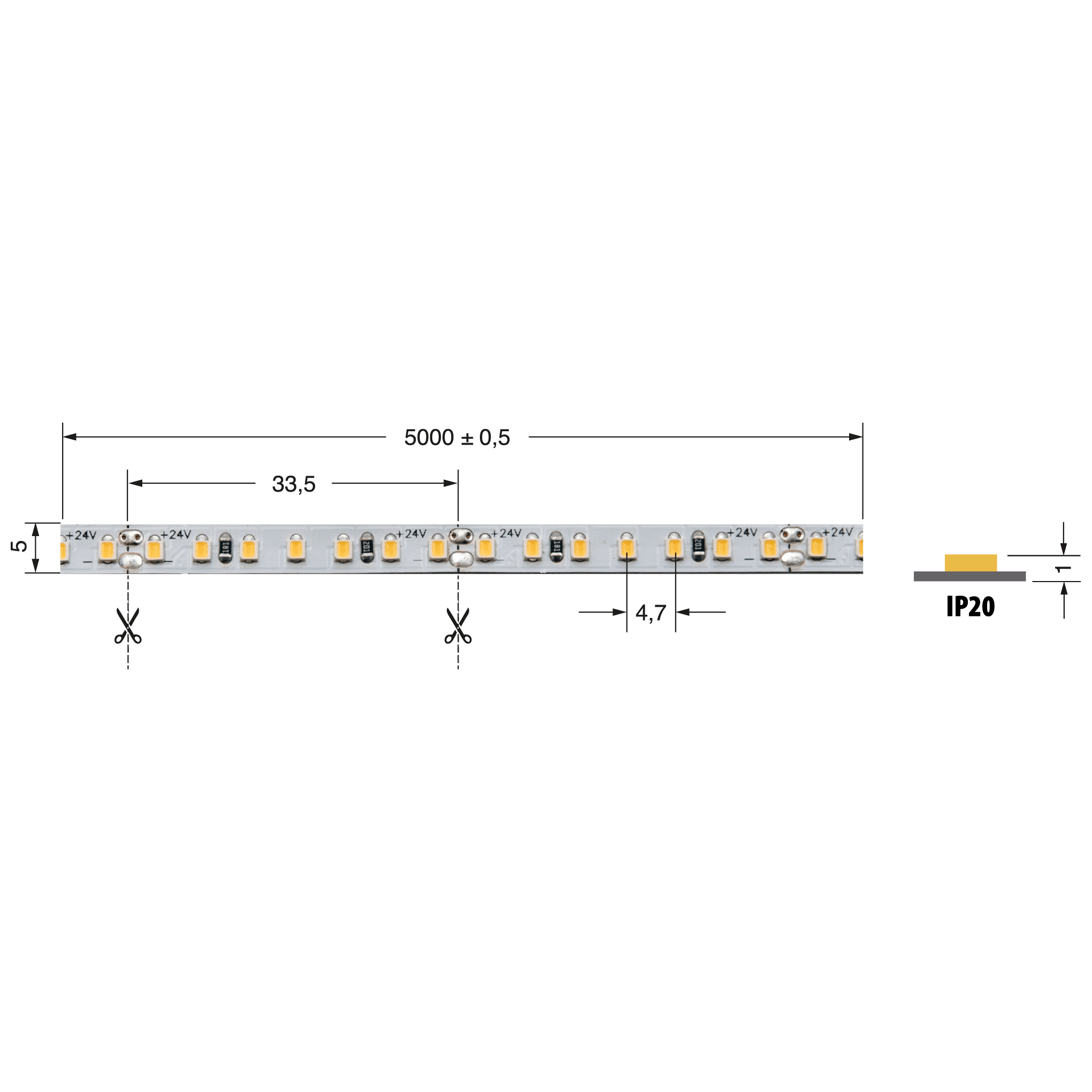 ELCART DISTRIBUTION - S.LED 5MM 8,6W/M 24V BN IP20 CR90