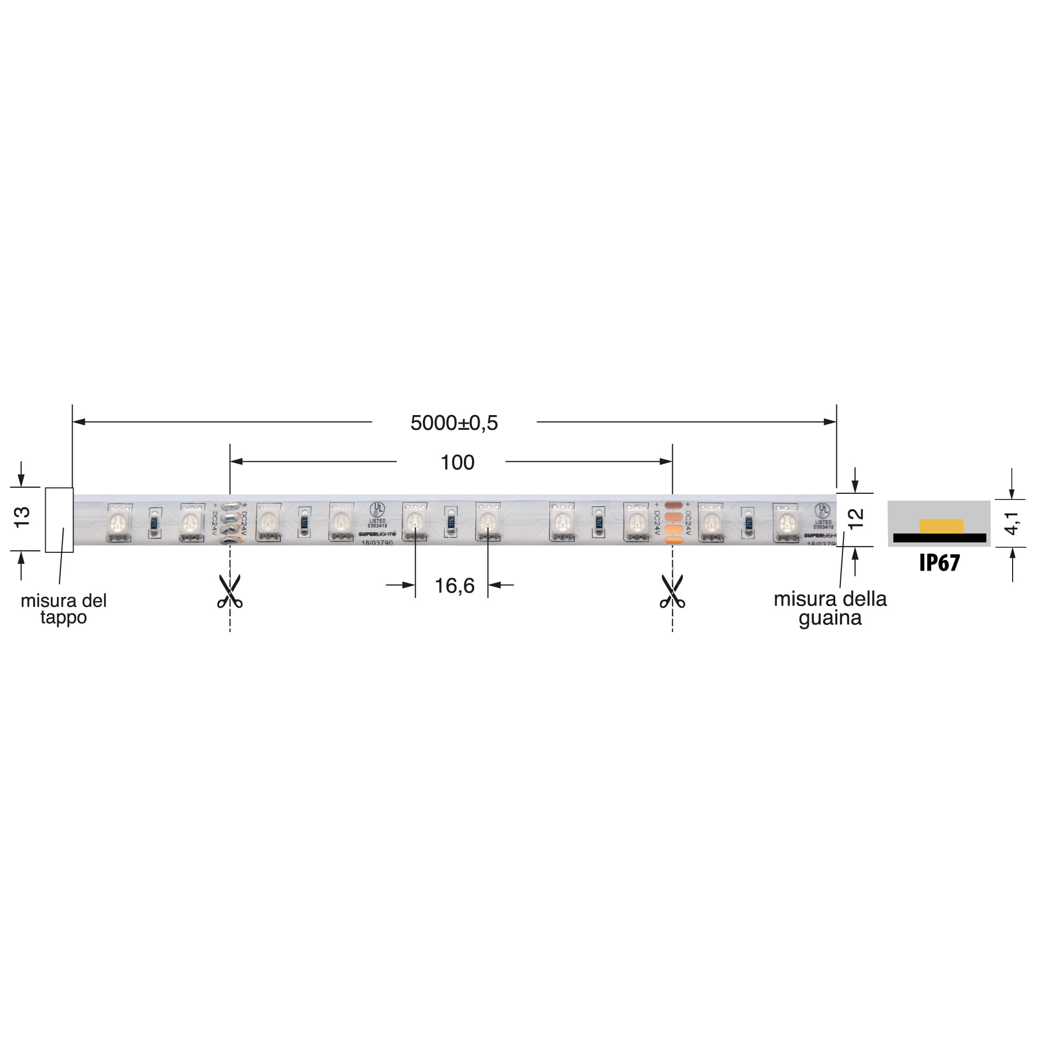 ELCART DISTRIBUTION - STRISCIA LED 14,4W/M RGB 24V IP67