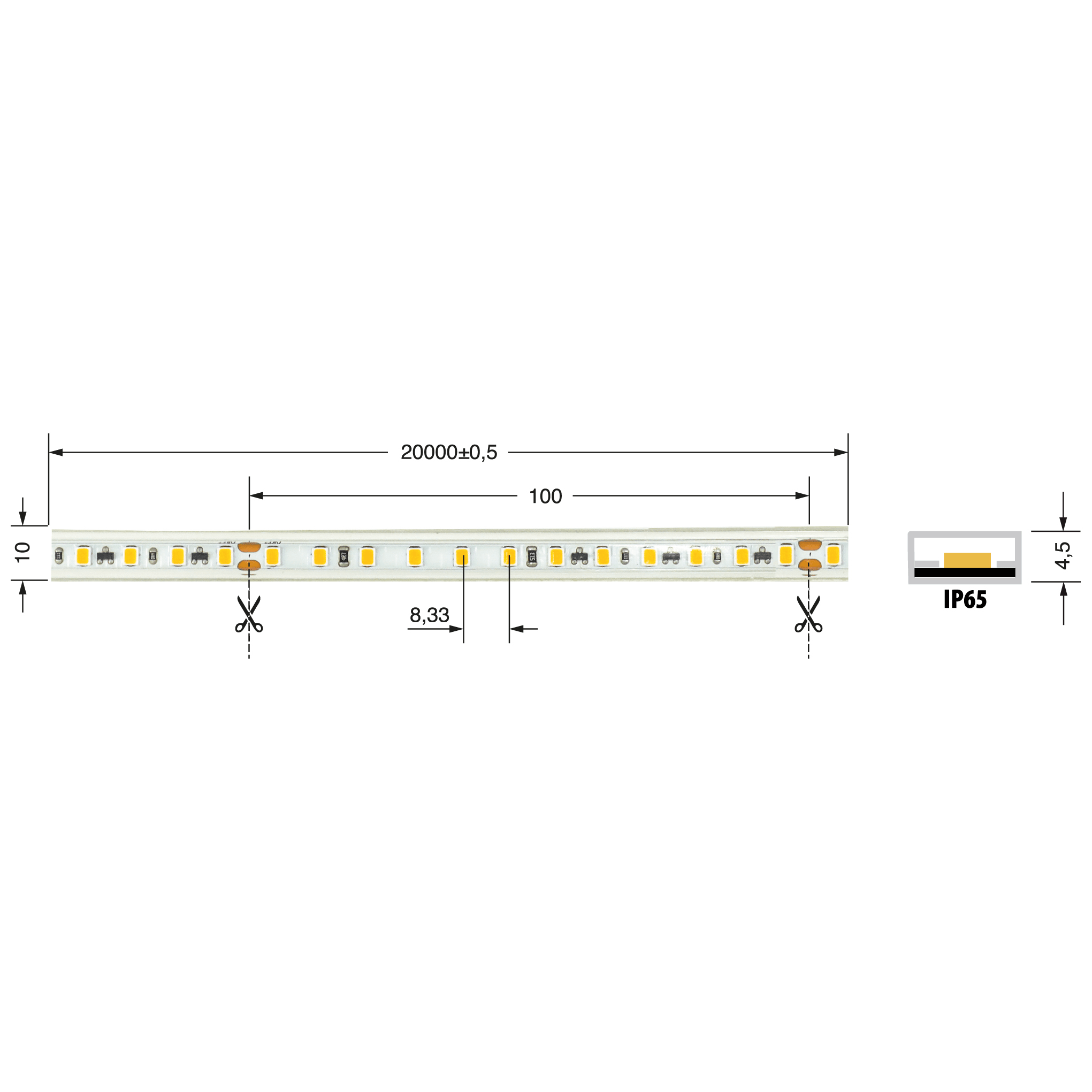ELCART DISTRIBUTION - STRI.LED 8W/MT BC 48V IP65 CRI90