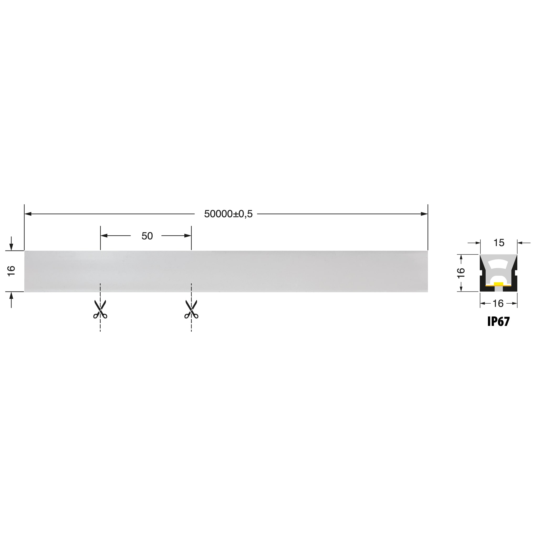 ELCART DISTRIBUTION - NEON LED 16W/M BN 24V IP67 CRI90