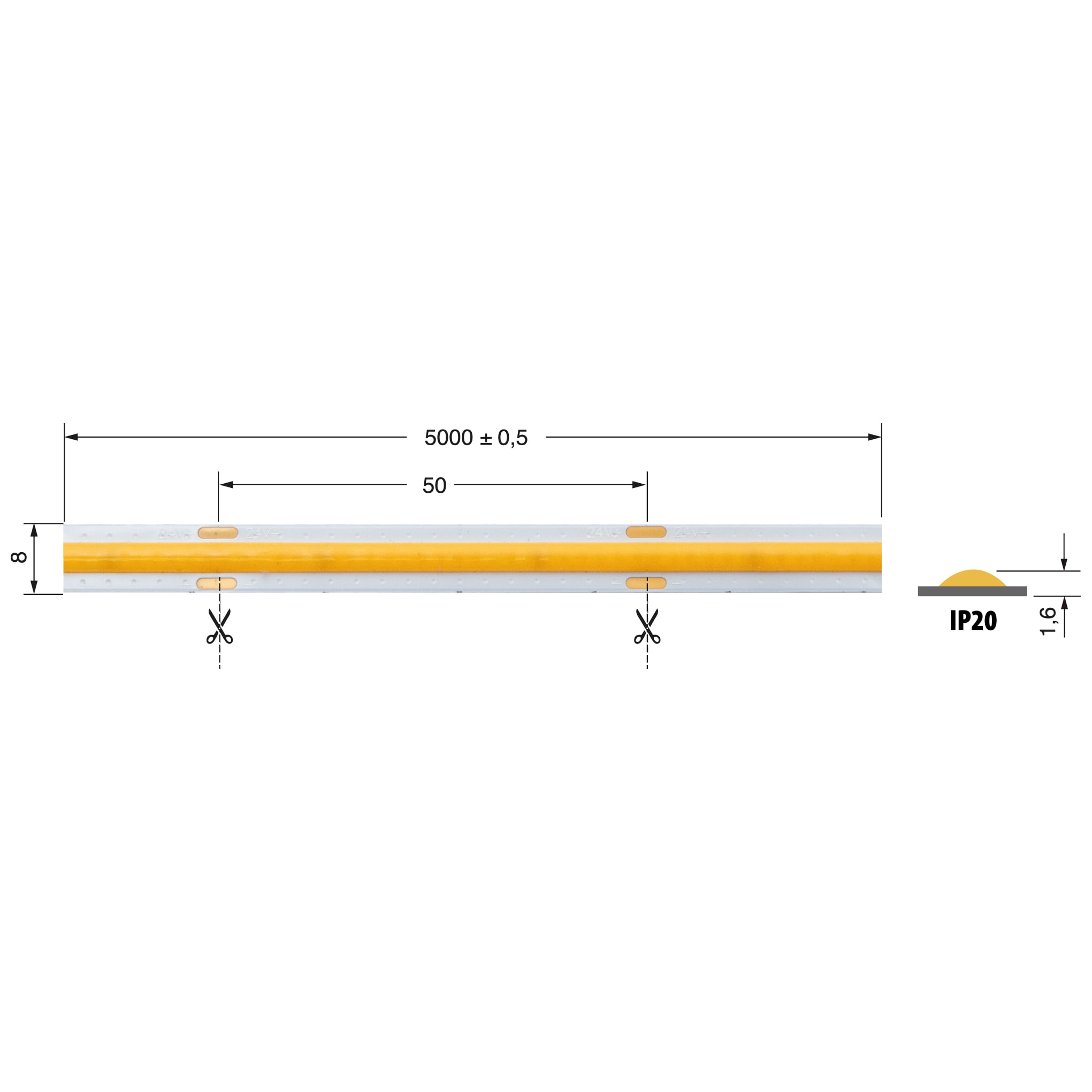 ELCART DISTRIBUTION - S.LED COB 12W/M 24V BN IP20 CRI90