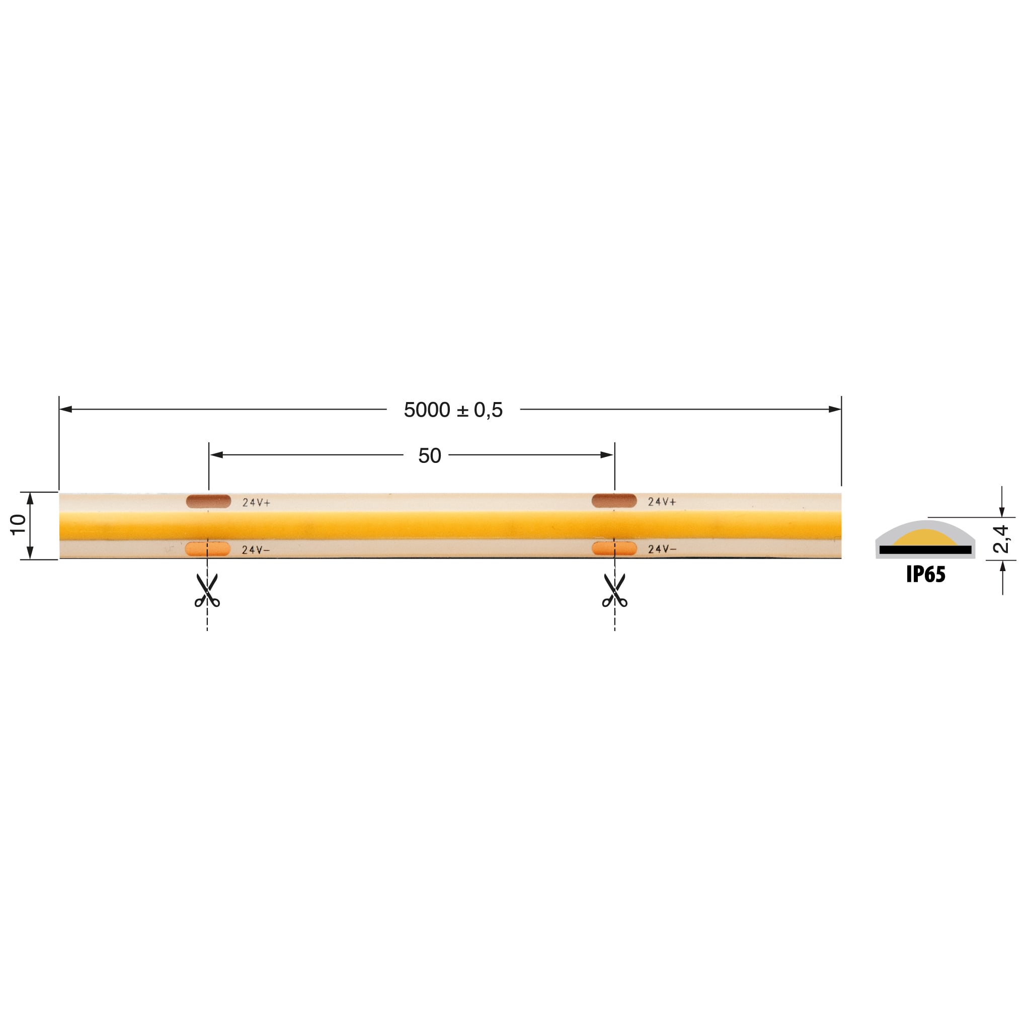 ELCART DISTRIBUTION - S.LED COB 16W/M 24V BN IP65 CRI90