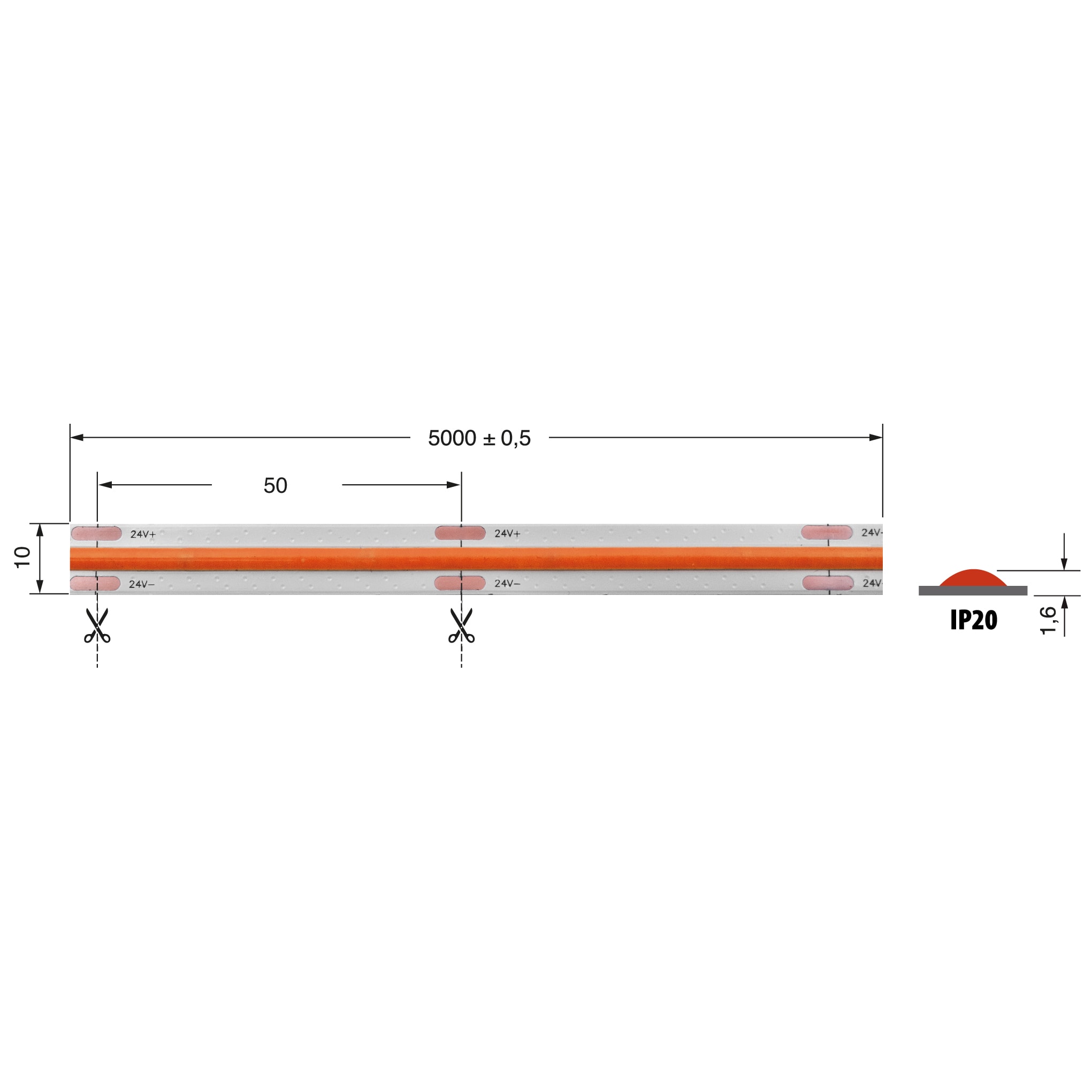 ELCART DISTRIBUTION - STR.LED COB BLU 12W/M 24V IP20