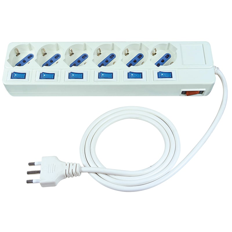 ELCART DISTRIBUTION - PRESA MUL.6 POSTI C/CAVO +7INTERR