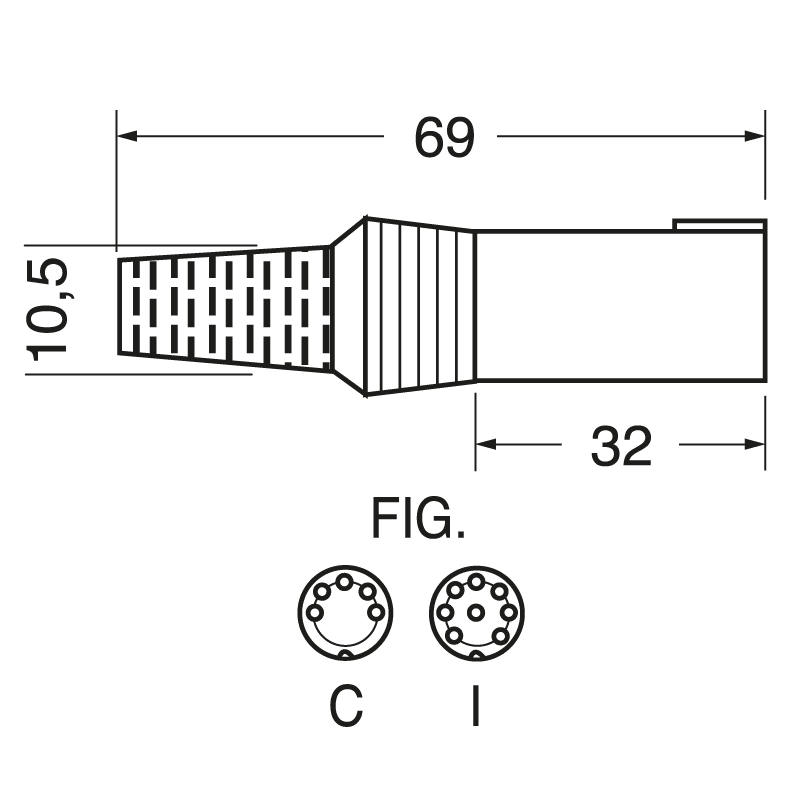 ELCART DISTRIBUTION - PRESA VOLANTE 8 POLI  DIN STRETTA