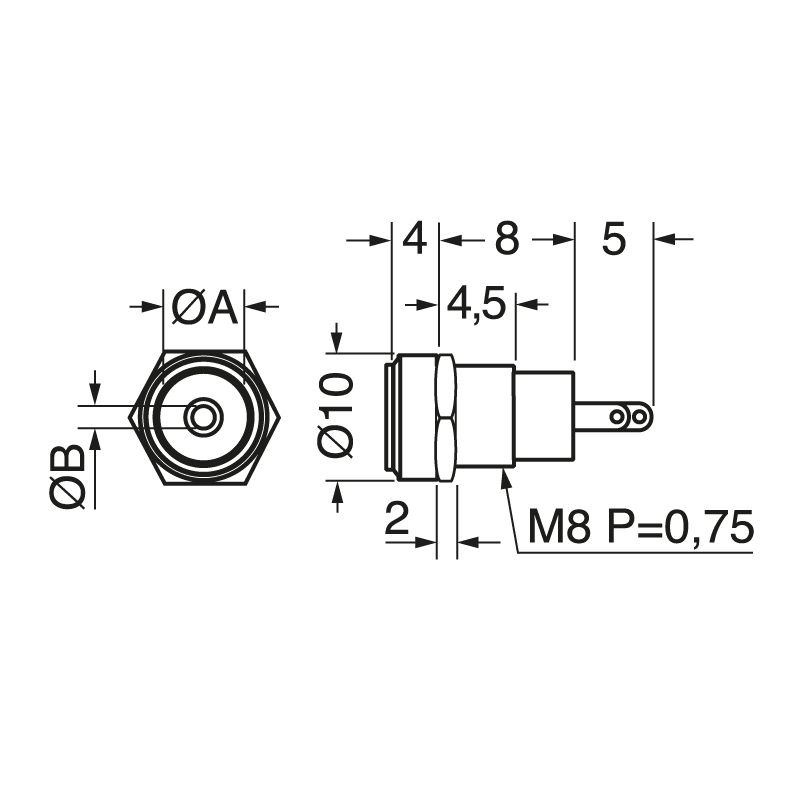 ELCART DISTRIBUTION - SPINA ALIM. 5,5 X 2,1 DA PANNELLO