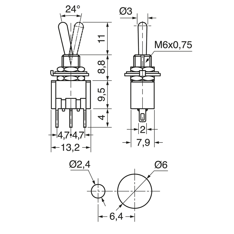 ELCART DISTRIBUTION - DEVIATORE MINIATURA 1 SC. 3 POS.
