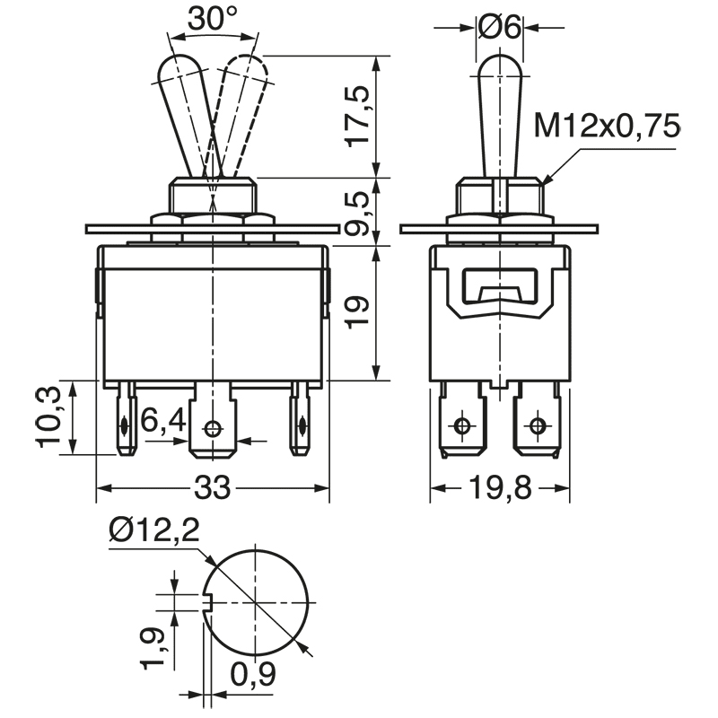 ELCART DISTRIBUTION - DEVIAT.2SC.3 POS.10A(ON)-OFF-(ON)