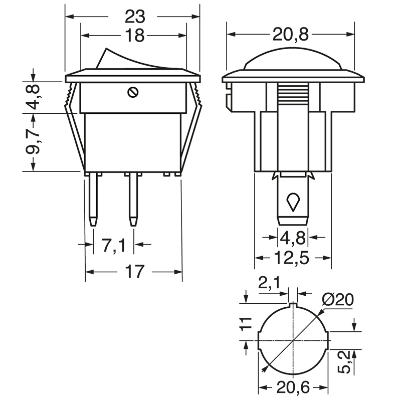 ELCART DISTRIBUTION - INTERRUTTORE 2P. ON-OFF NERO