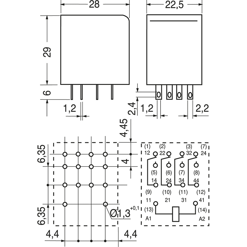 ELCART DISTRIBUTION - PT570615 RELE 4 SC. 6A 115VCA