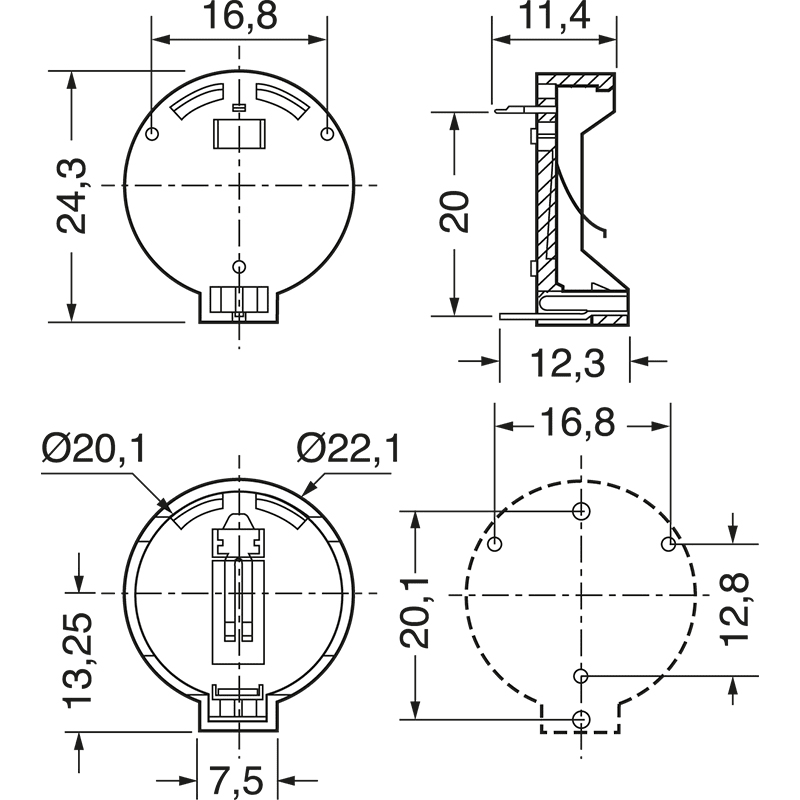 ELCART DISTRIBUTION - PORTABATTERIA X PILE BOTTONE 20MM
