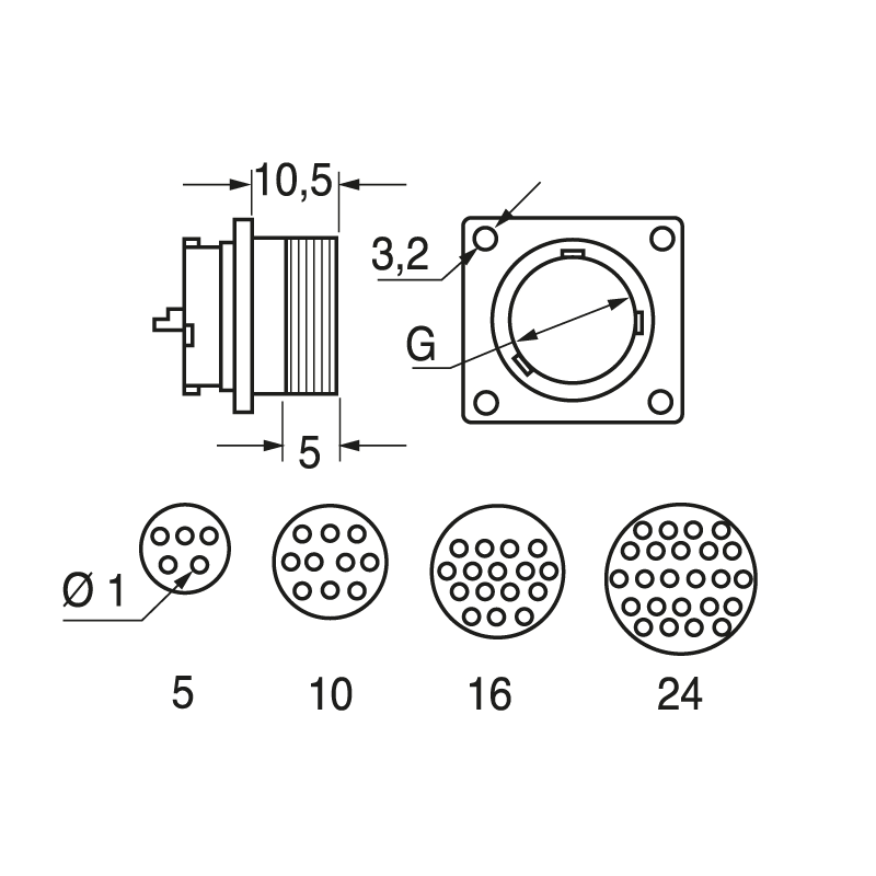 ELCART DISTRIBUTION - CONN.PRESA PANN.CONT.FEMM.16P 5A