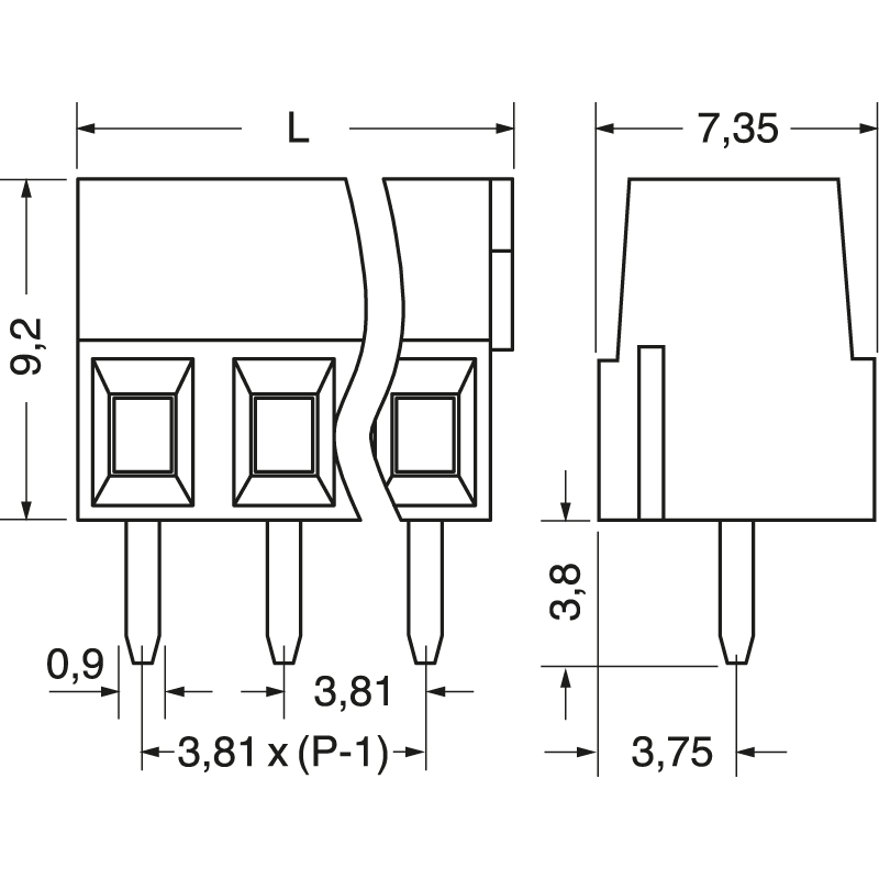 ELCART DISTRIBUTION - MORSETTO CAR. P.3,81 3VIE H.10