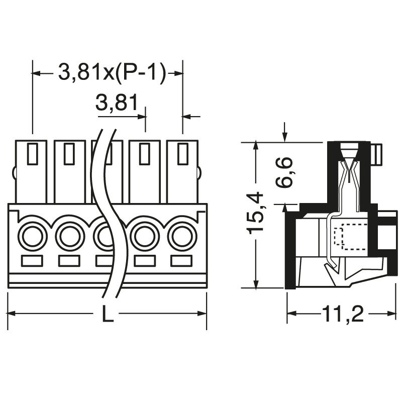 ELCART DISTRIBUTION - MORSETTO EURO P FEM. P.3,81 4VIE