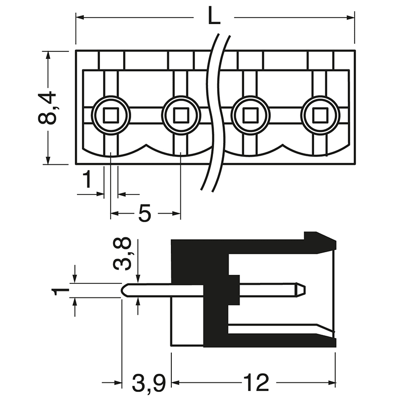 ELCART DISTRIBUTION - MORSETTO EURO P MAS. P.5 7VIE