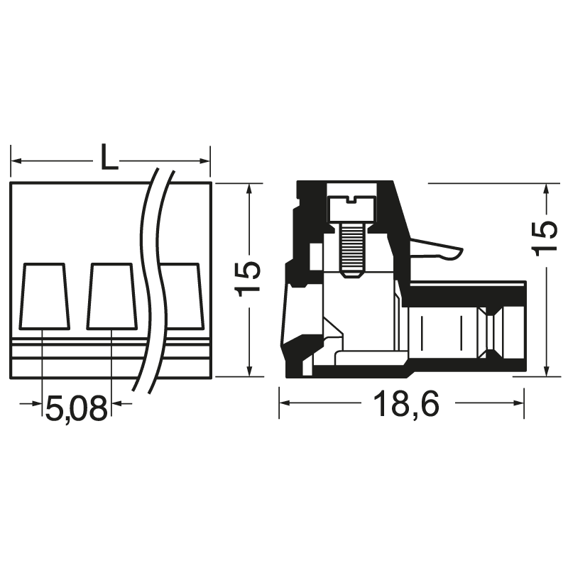 ELCART DISTRIBUTION - MORSETTO EURO P FEM. P.5,08 2VIE