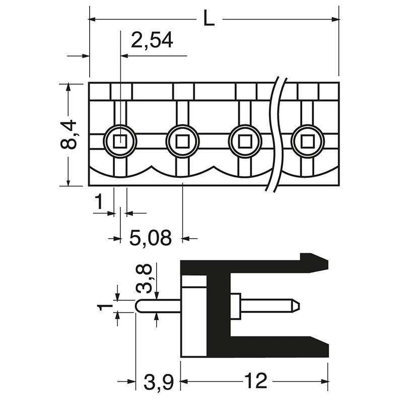 ELCART DISTRIBUTION - MORSETTO EURO P MAS. P.5,08 2VIE