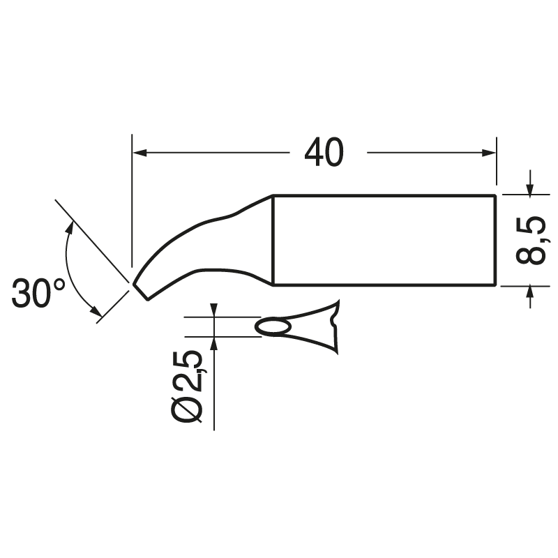 ELCART DISTRIBUTION - 0832HD PUNTA ERSA CURVA 2.5MM