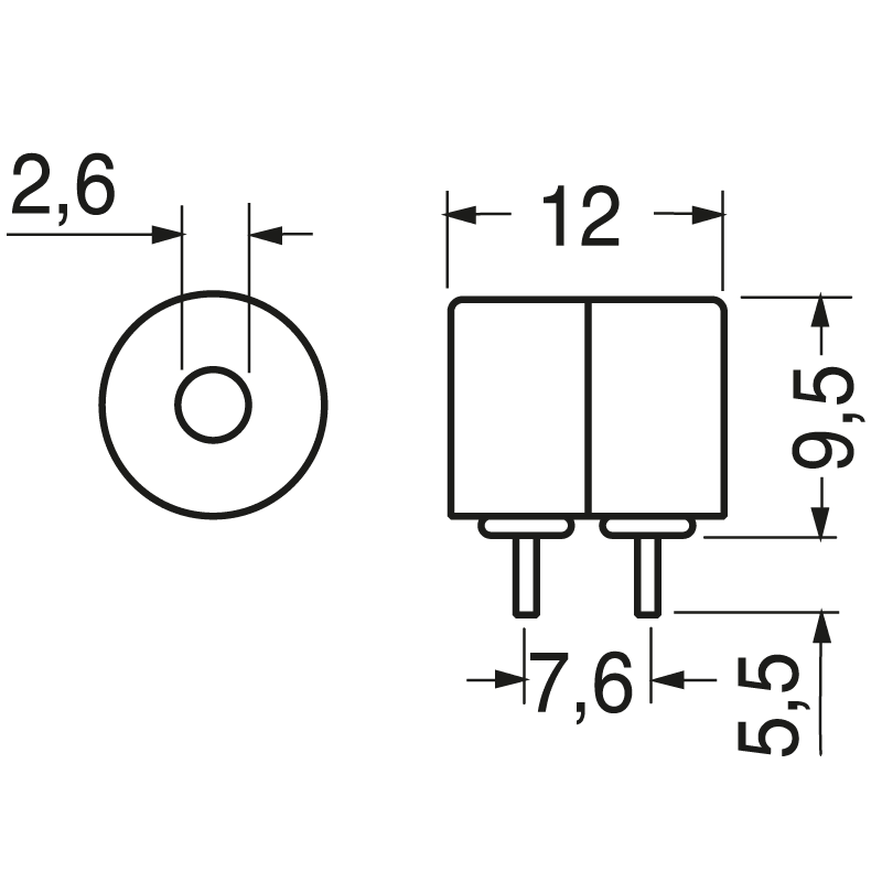 ELCART DISTRIBUTION - BUZZER MAGNETICO 12MM 12VDC 80DB