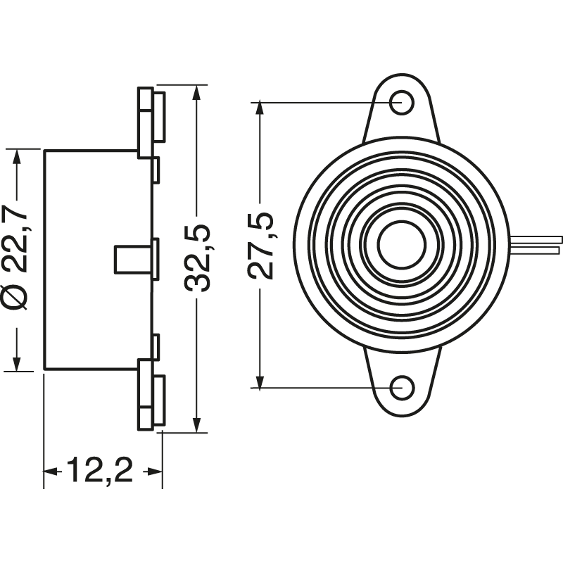 ELCART DISTRIBUTION - BUZZER PIEZO CIR. 23MM 12VDC 85DB