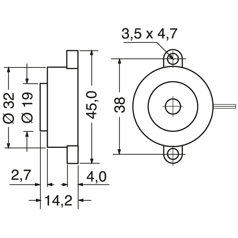 ELCART DISTRIBUTION - BUZZER PIEZOCERA. 32MM 12VDC 90DB