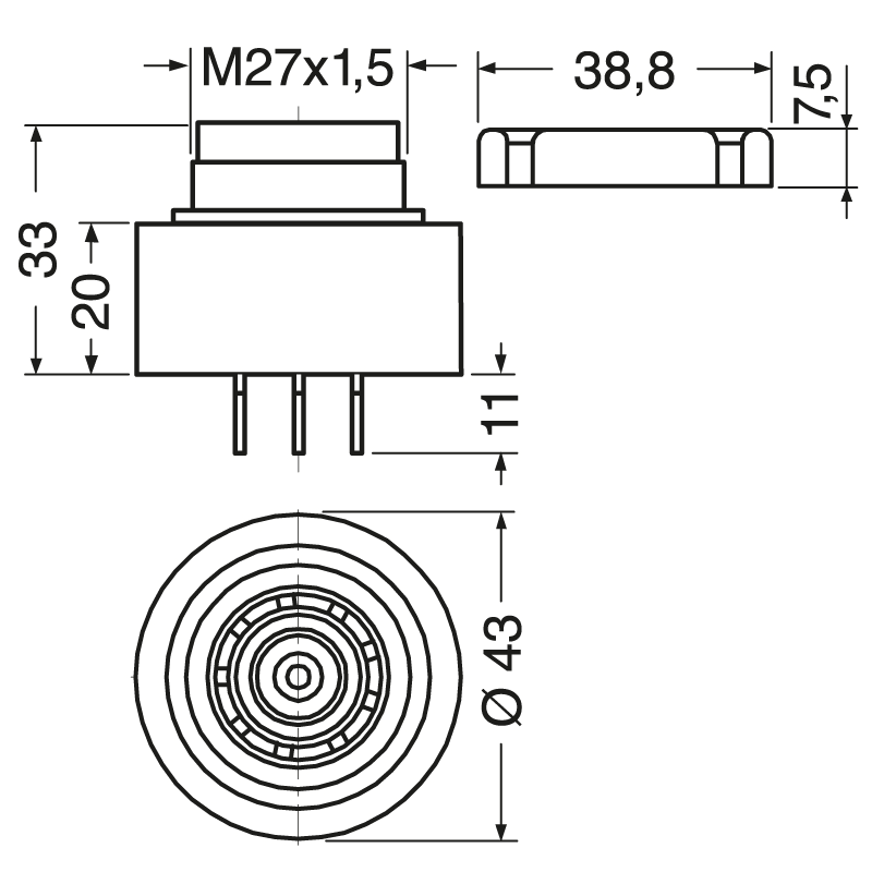 ELCART DISTRIBUTION - BUZZER PIEZOCERA. 43MM 12VDC 80DB