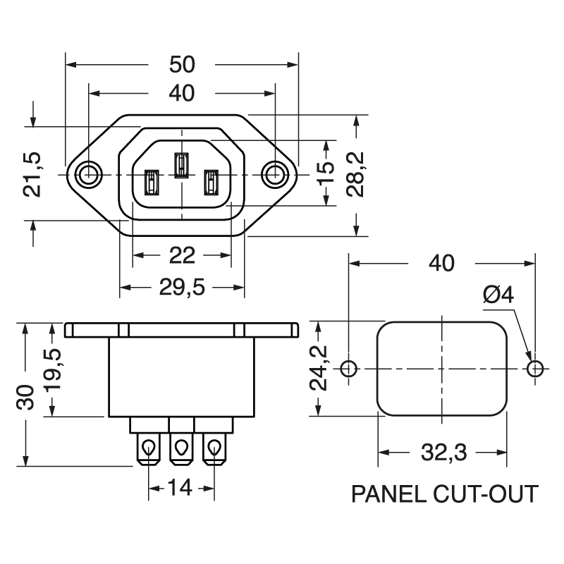 ELCART DISTRIBUTION - PRESA PANNELLO TRIPOLARE