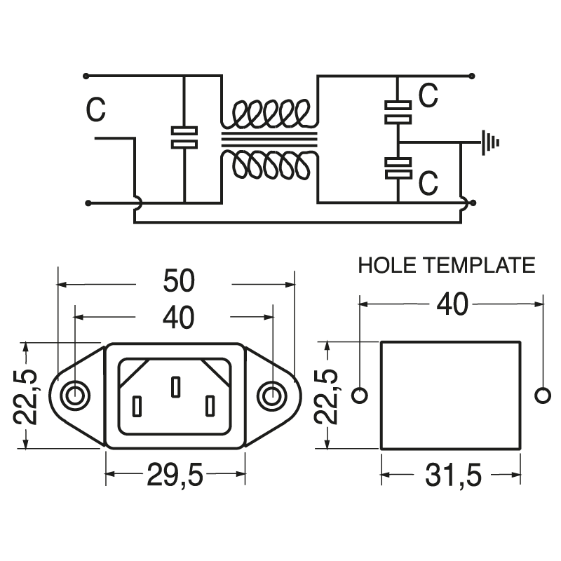 ELCART DISTRIBUTION - SPINA C14 3P CON FILTRO RETE 6A