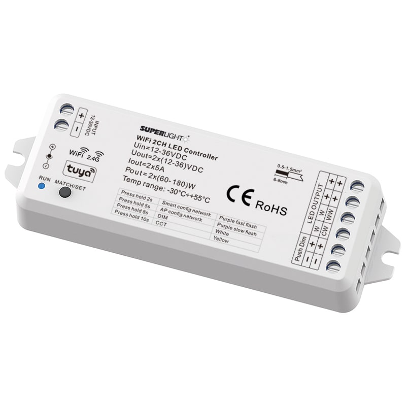 ELCART DISTRIBUTION - CONTROL.LED WIFI TUYA BI+CCT 2X5A