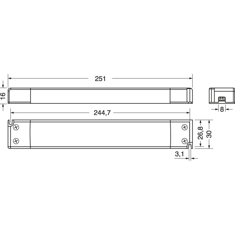 ELCART DISTRIBUTION - LED DRIVER 30W 24VCC SLIM LINEARE