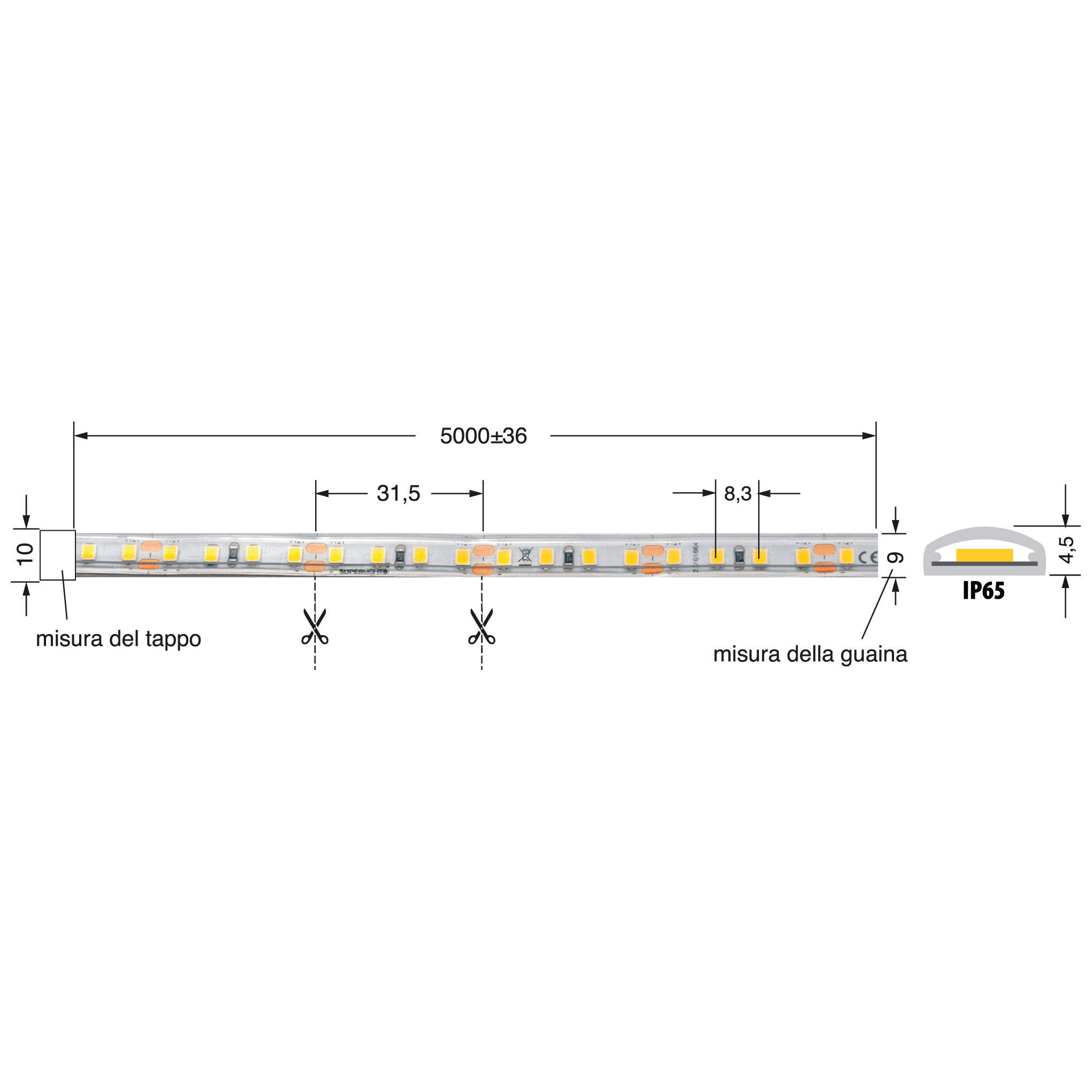 ELCART DISTRIBUTION - STRISCIA LED 8W/M BN 12V IP65