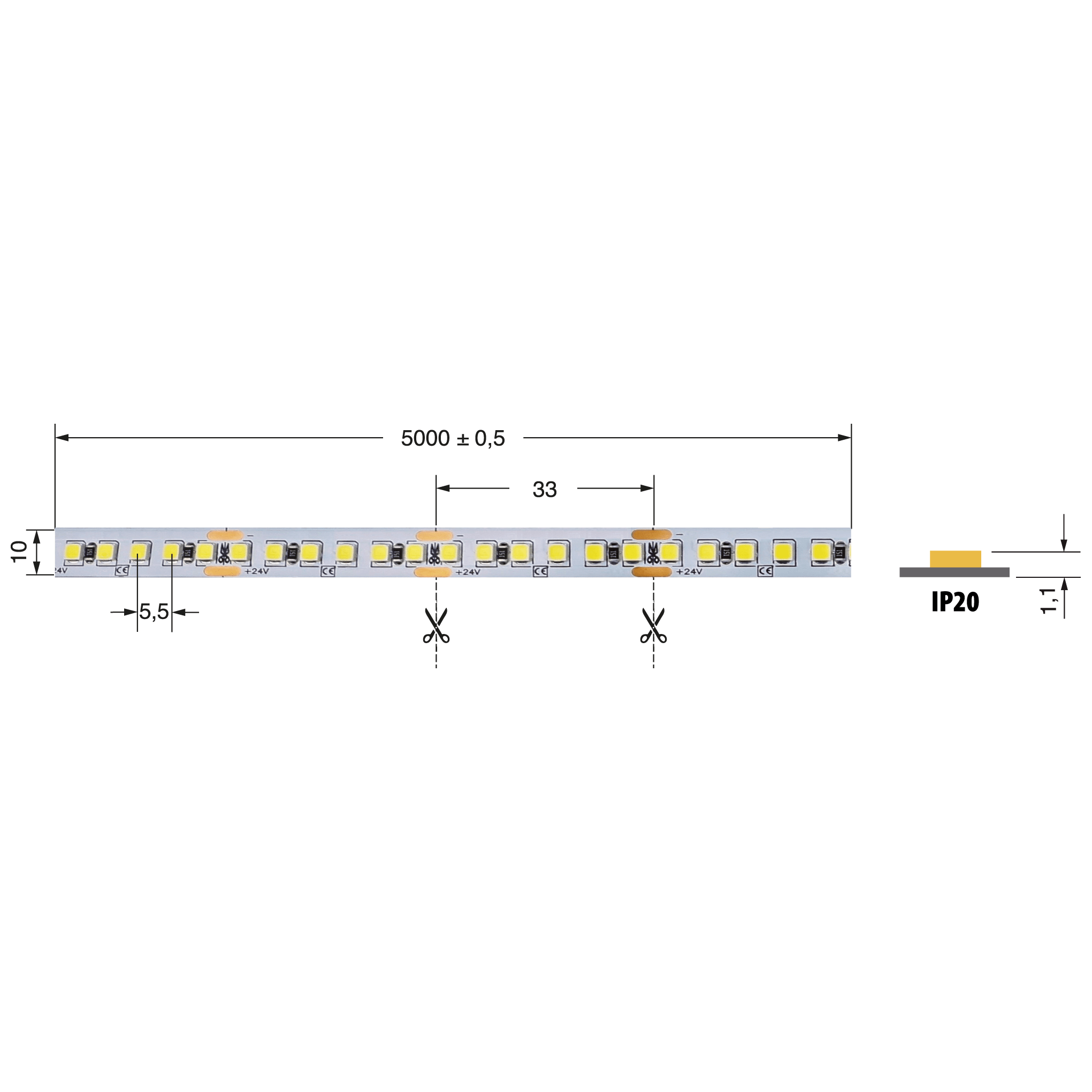 ELCART DISTRIBUTION - LEDSTRIP 16W/MT 24V BNATUR. IP20