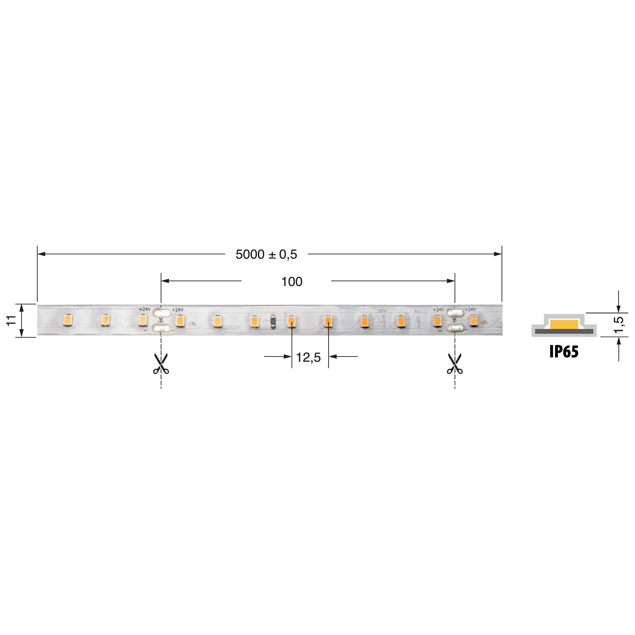 ELCART DISTRIBUTION - STR.LED 14,4W/M BF 24V IP66 CRI90