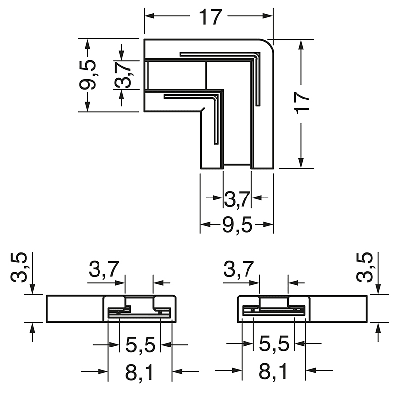 ELCART DISTRIBUTION - 4PZ CONN.COB STRI.ANGOLO 8MM 5,5A