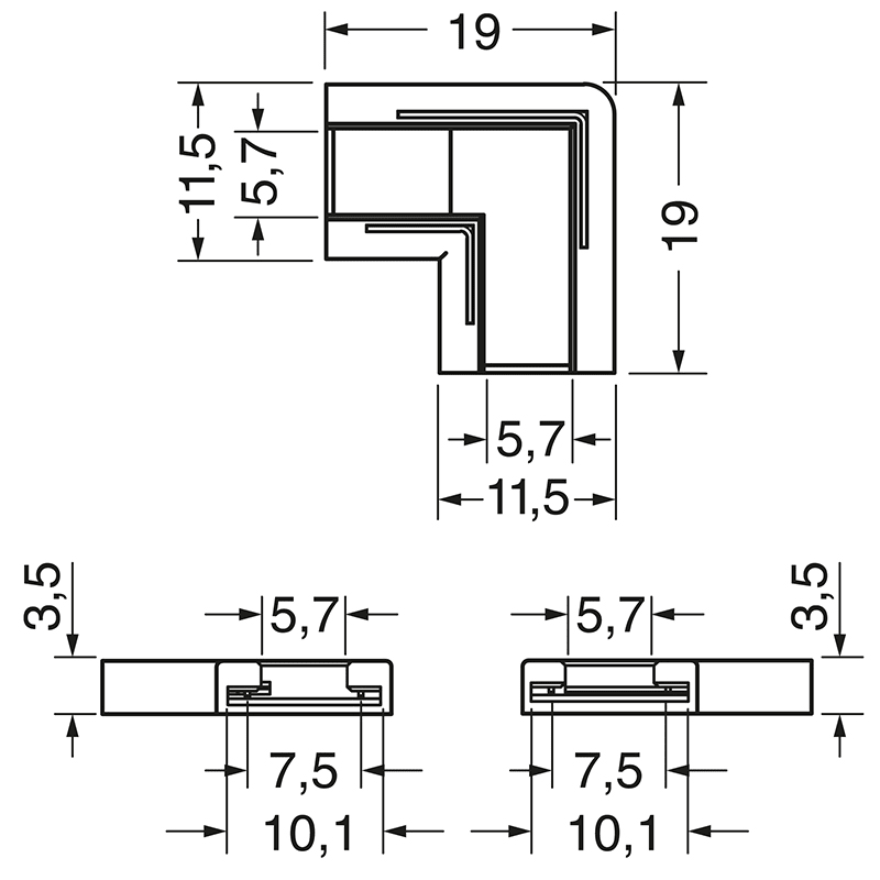 ELCART DISTRIBUTION - 4PZ CONN.COB STR.ANGOLO 10MM 5,5A
