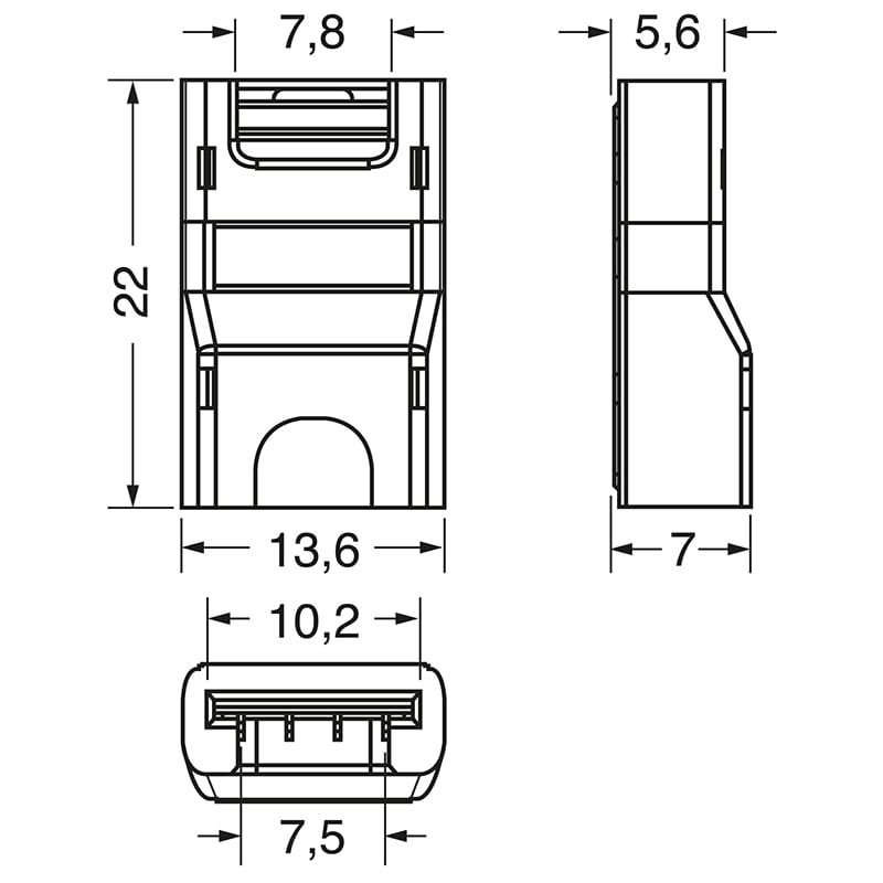 ELCART DISTRIBUTION - 4PZ CONN.CLIP STRIP-WIRE RGB 5A