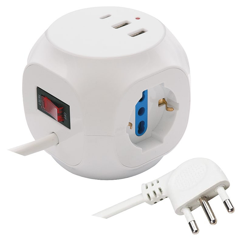 ELCART DISTRIBUTION - PRESA MUL.CUBO 3 POSTI 3XUSB INT.