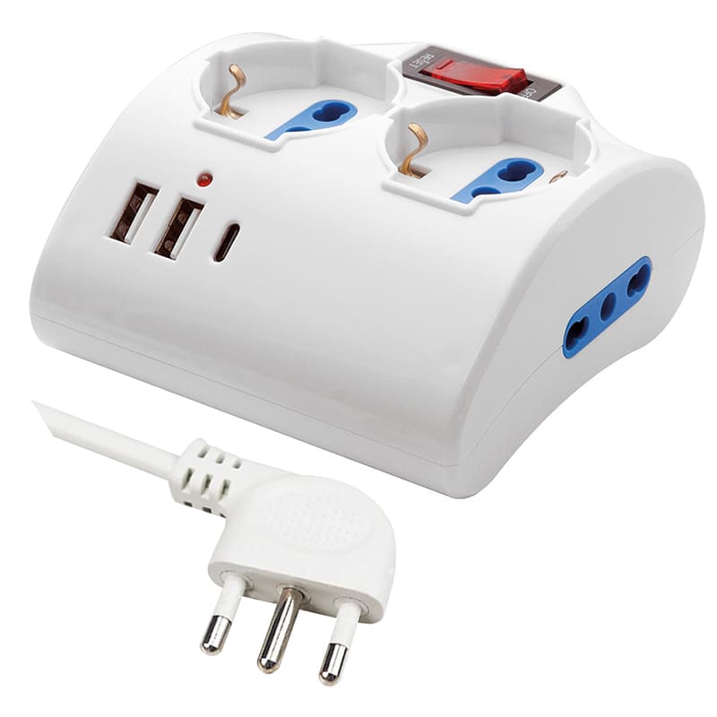 ELCART DISTRIBUTION - PRESA MULTIPLA 4 POSTI 3XUSB INT.