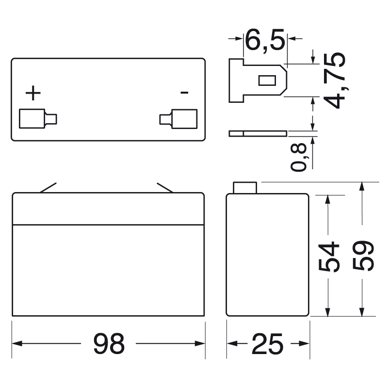 ELCART DISTRIBUTION - BATTERIA RIC.PIOMBO 6V 1,3 AH